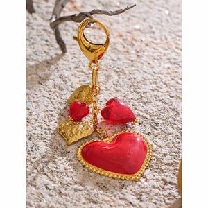 Red or Gold  Heart Stainless Steel Bag Charm